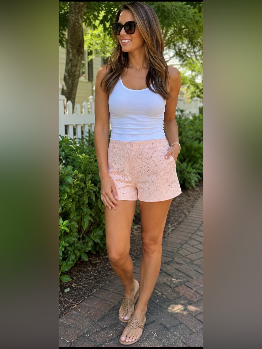 LOFT Women’s Eyelet Shorts Pink Size 4 Casual Summer